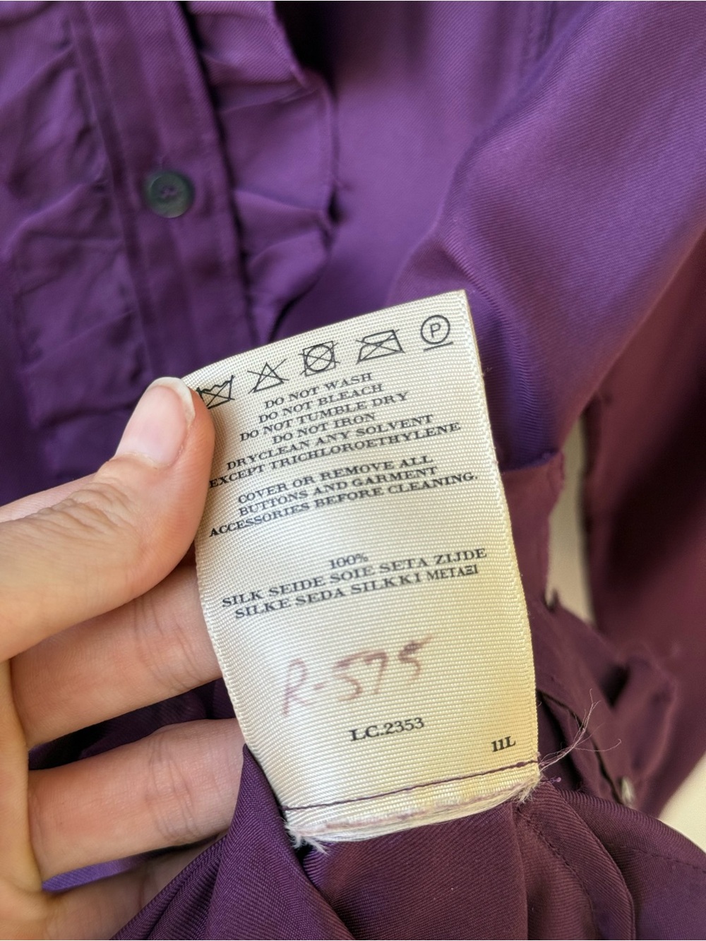 Burberry Purple Ruffled Button-Front Midi Dress - Picture 7 of 7